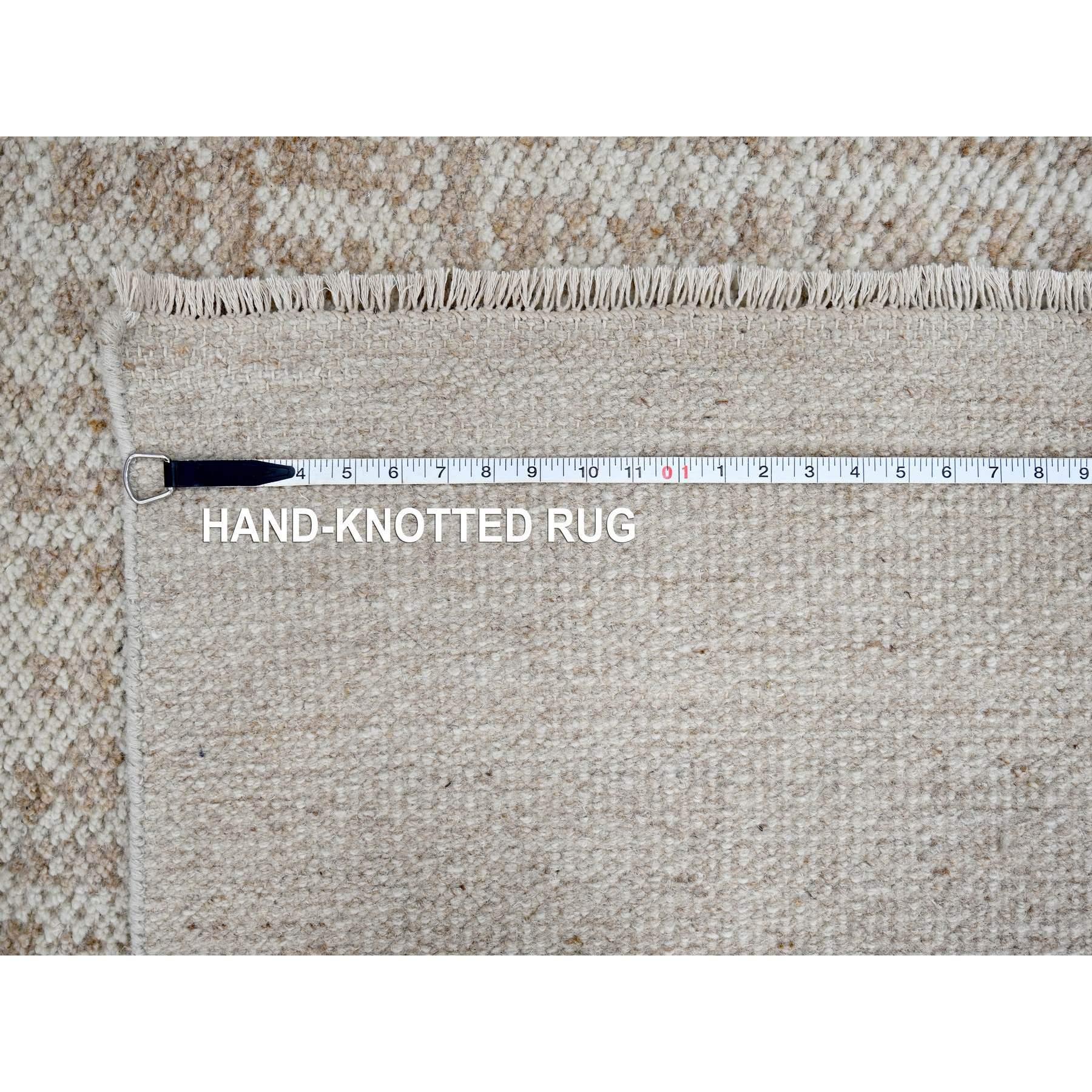 9'x12' Honey Brown Dot Design Cropped Thin Hand Knotted Wool Oriental Rug For Sale 4