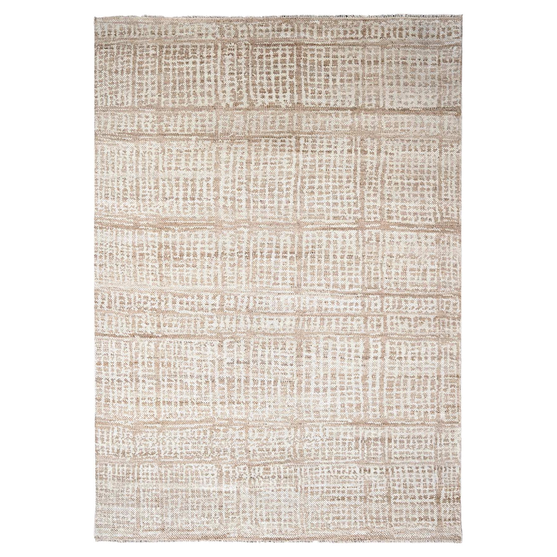 9'x12' Honey Brown Dot Design Cropped Thin Hand Knotted Wool Oriental Rug For Sale