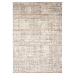 9'x12' Honey Brown Dot Design Cropped Thin Hand Knotted Wool Oriental Rug