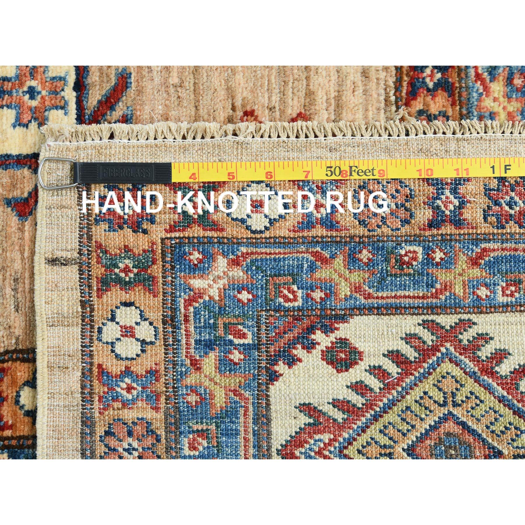 9'x12' Marrón Miel, Lana Pura, Anudada a Mano Alfombra Oriental Afgana Super Kazak en venta 5