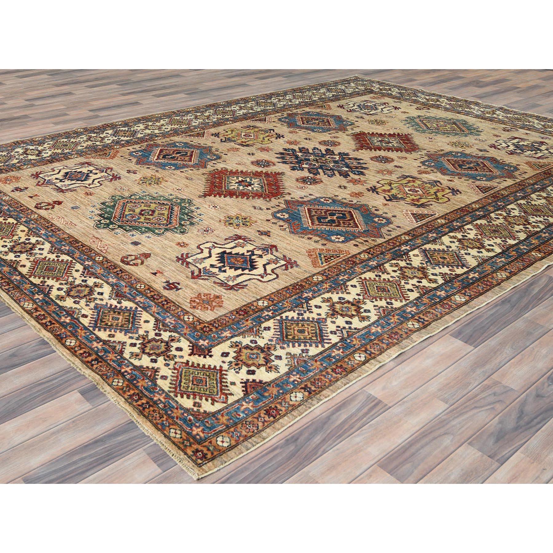 9'x12' Marrón Miel, Lana Pura, Anudada a Mano Alfombra Oriental Afgana Super Kazak Afgano en venta
