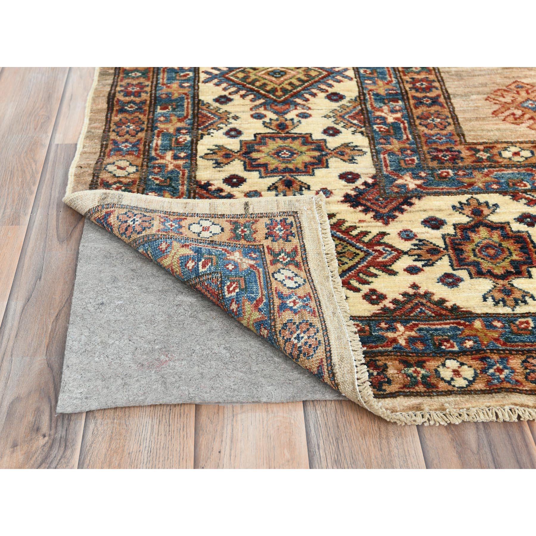 9'x12' Marrón Miel, Lana Pura, Anudada a Mano Alfombra Oriental Afgana Super Kazak Anudado a mano en venta