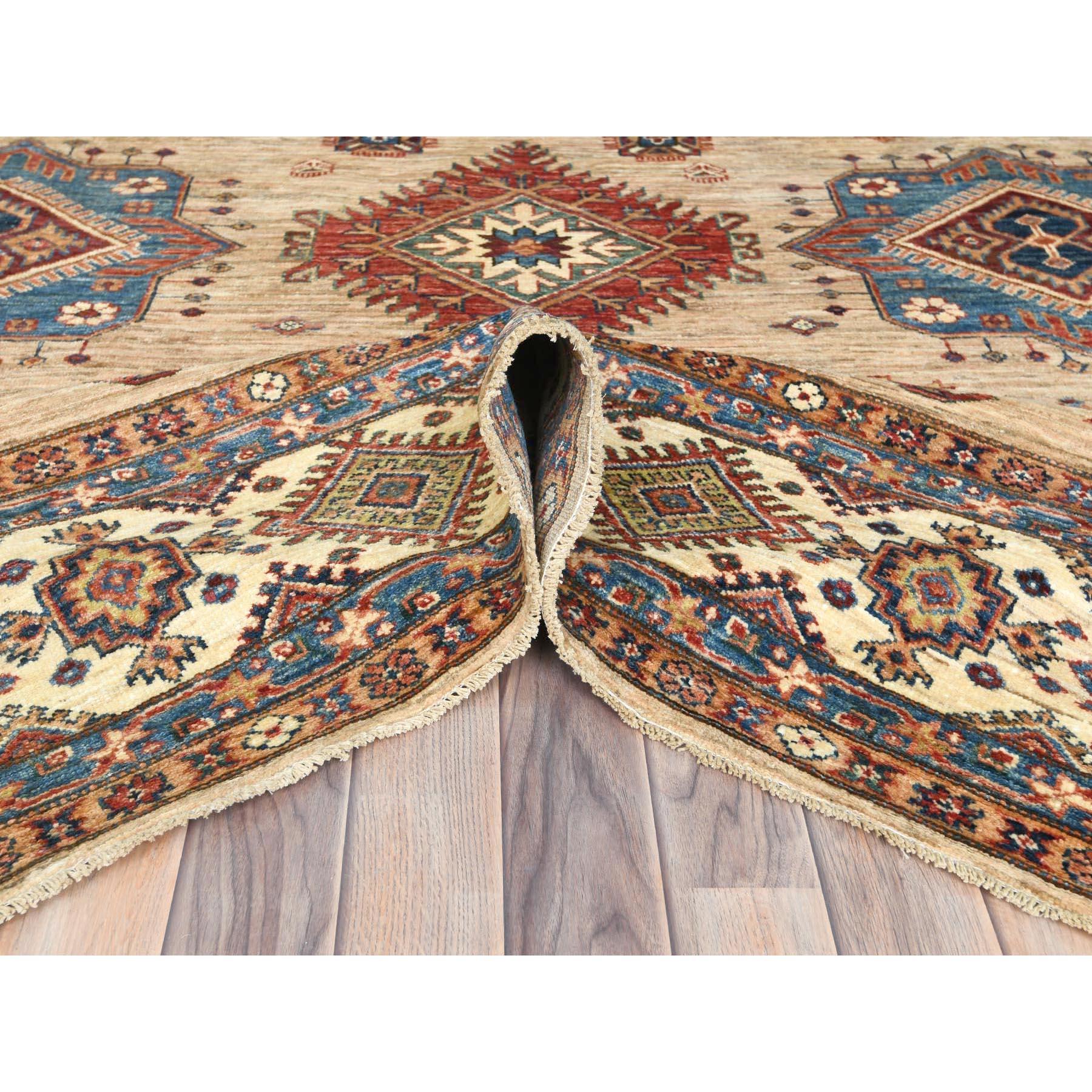 9'x12' Marrón Miel, Lana Pura, Anudada a Mano Alfombra Oriental Afgana Super Kazak en Nuevo estado para la venta en Carlstadt, NJ