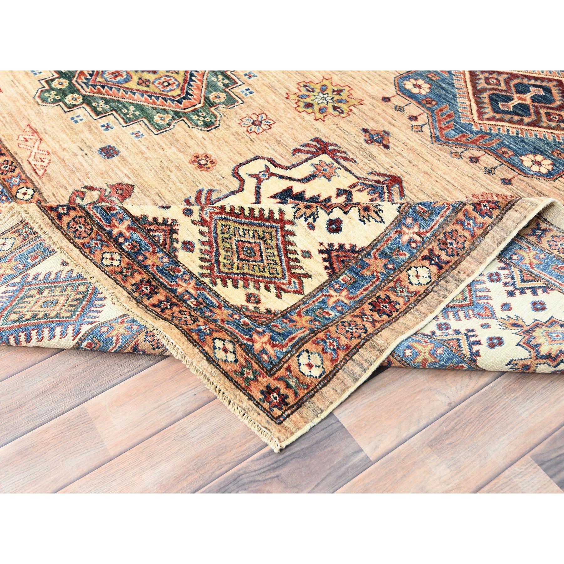 9'x12' Marrón Miel, Lana Pura, Anudada a Mano Alfombra Oriental Afgana Super Kazak Siglo XXI y contemporáneo en venta