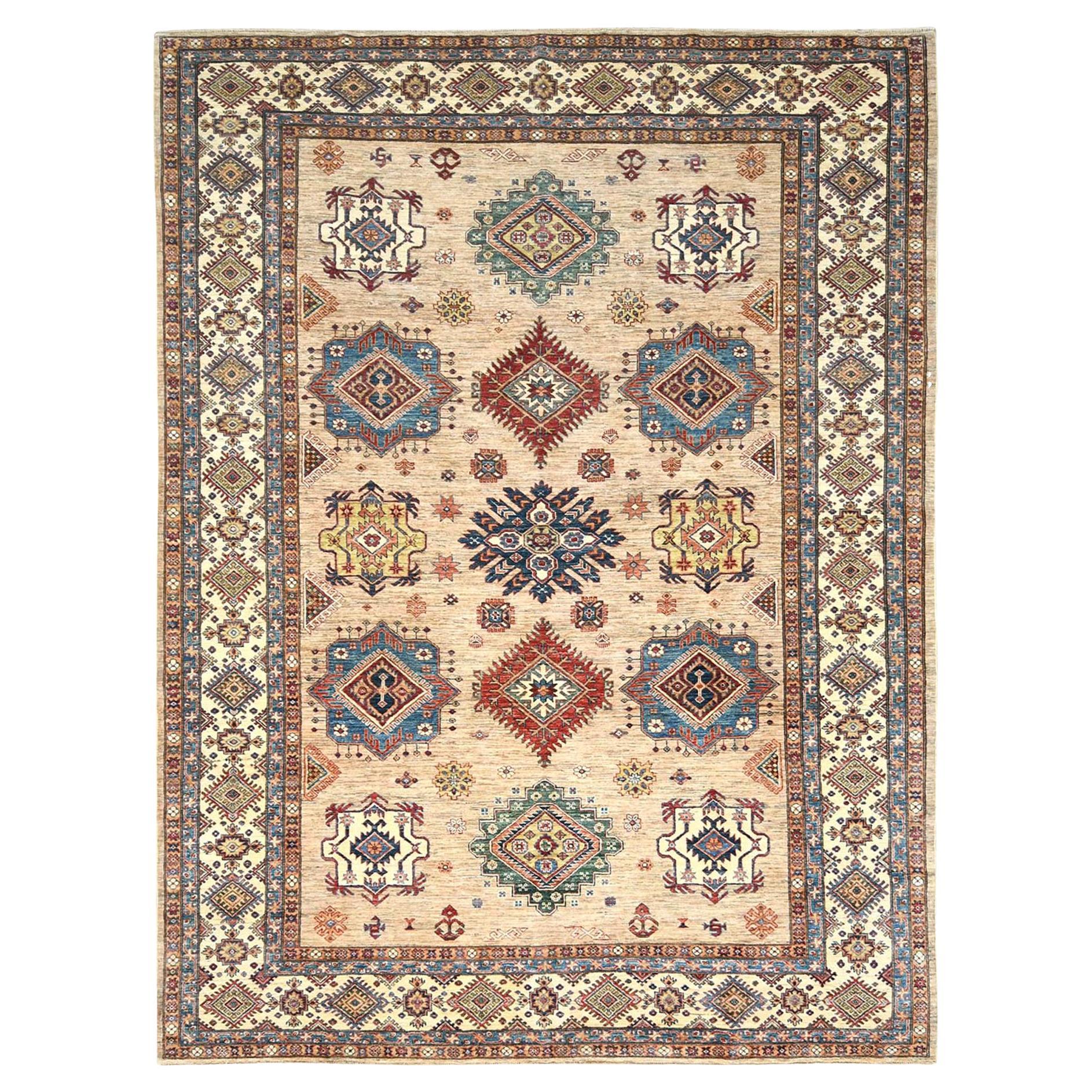 9'x12' Honey Brown, Pure Wool, Hand Knotted Afghan Super Kazak Oriental Rug