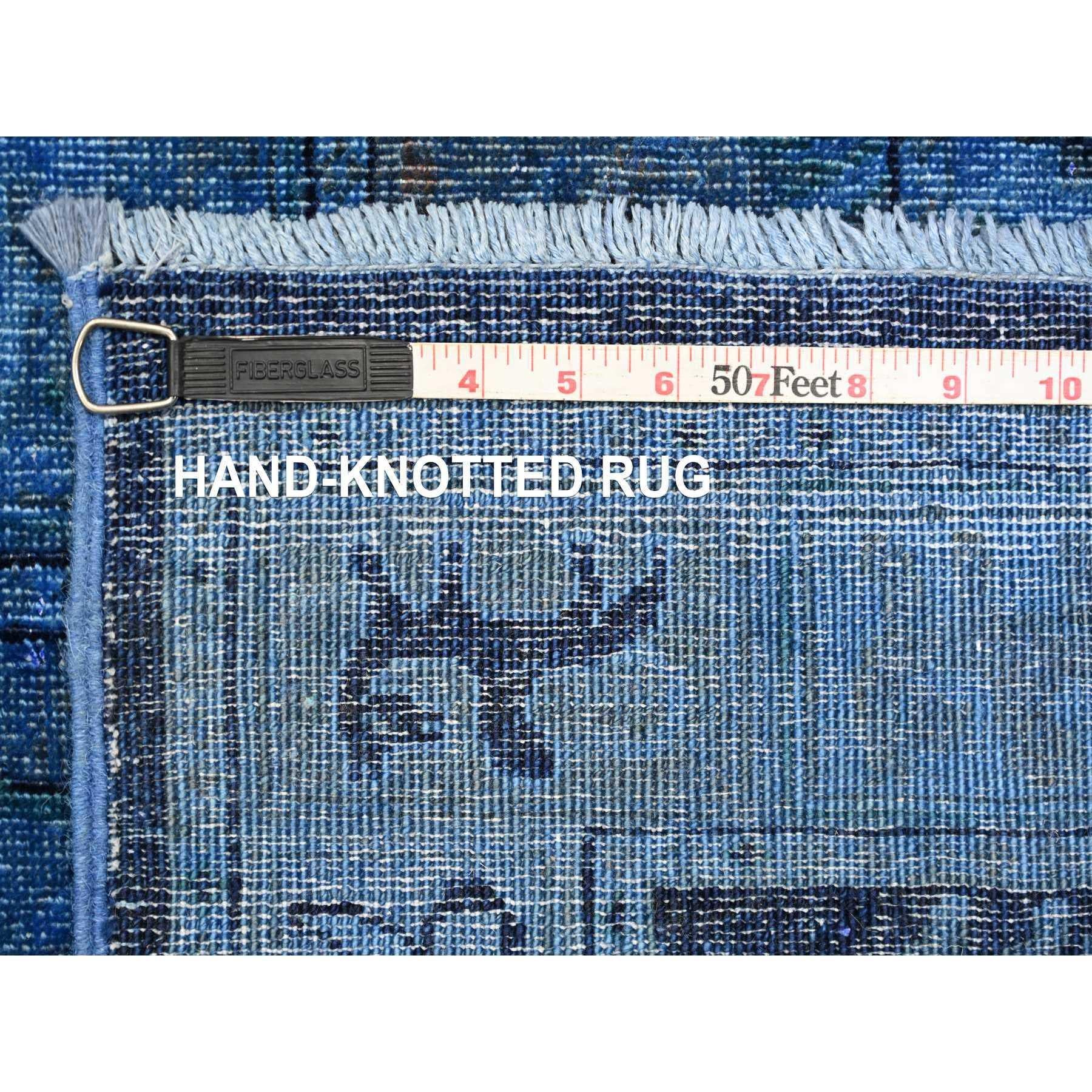 9'x12' Imperial Blue Peshawar with Pazyryk Design Hand Knotted Pure Wool Rug For Sale 4