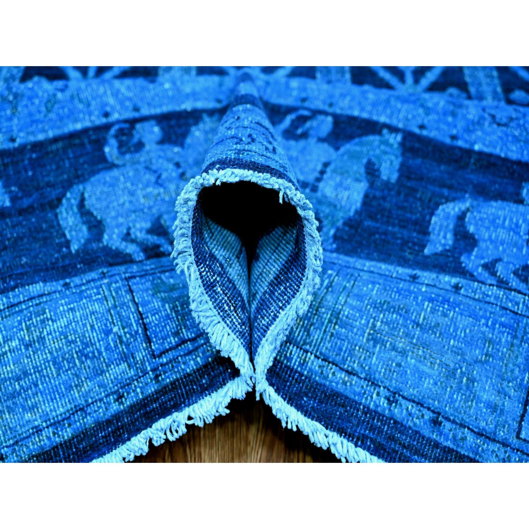 Hand-Knotted 9'x12' Imperial Blue Peshawar with Pazyryk Design Hand Knotted Pure Wool Rug For Sale
