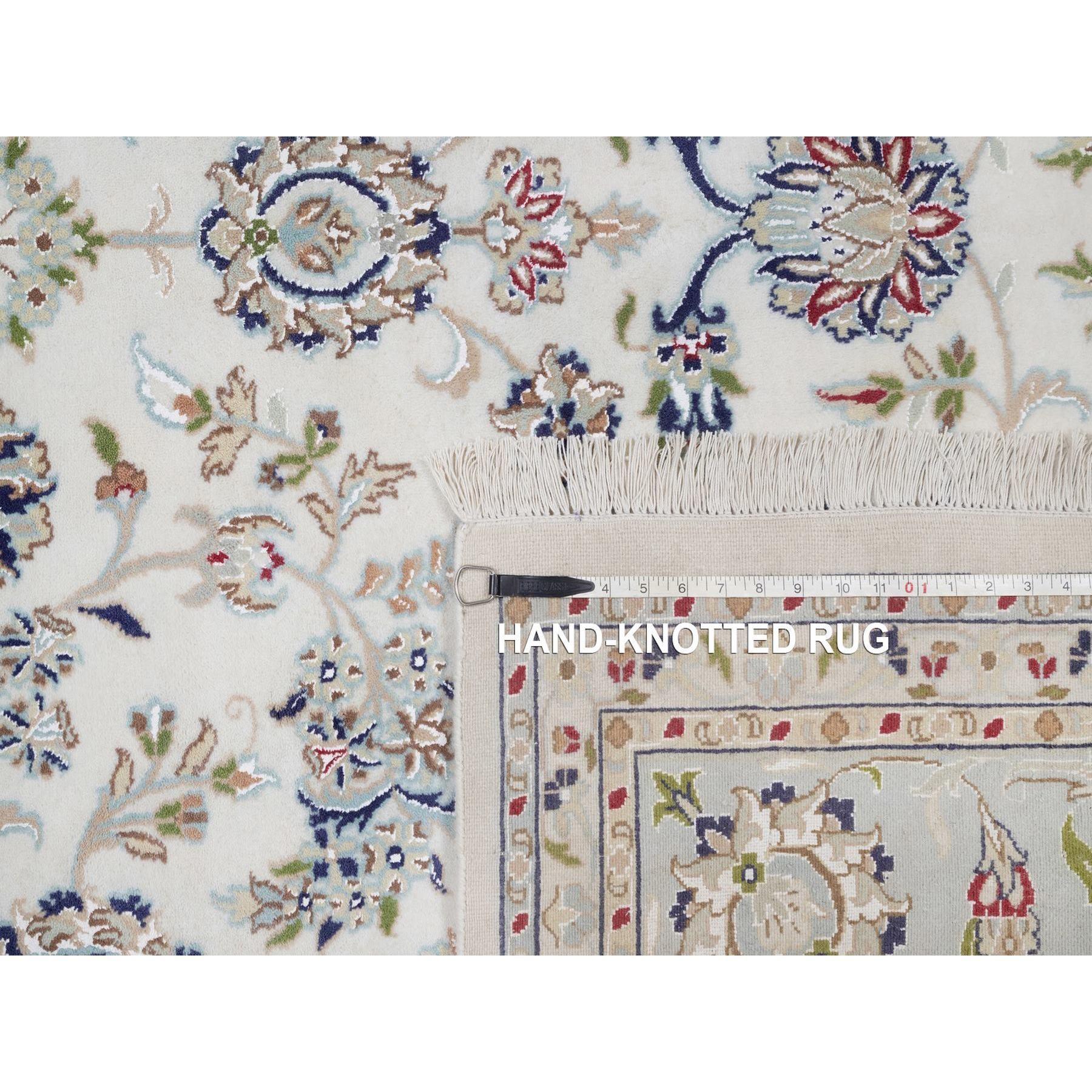 9'x12' Elfenbein 250 KPSI Wolle & Seide Nain Handgeknüpft Weicher Flor Orientteppich im Angebot 6