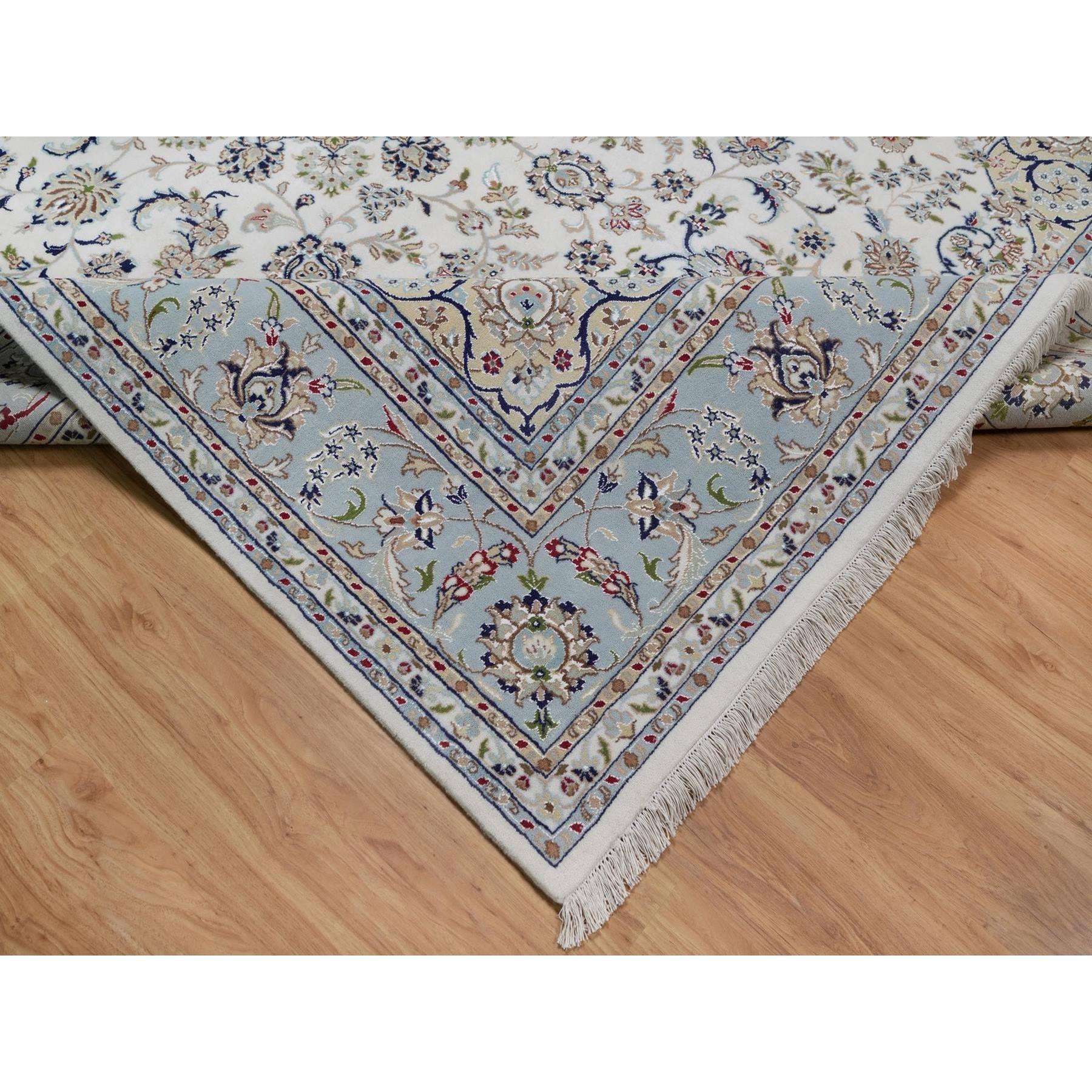 9'x12' Elfenbein 250 KPSI Wolle & Seide Nain Handgeknüpft Weicher Flor Orientteppich im Angebot 1