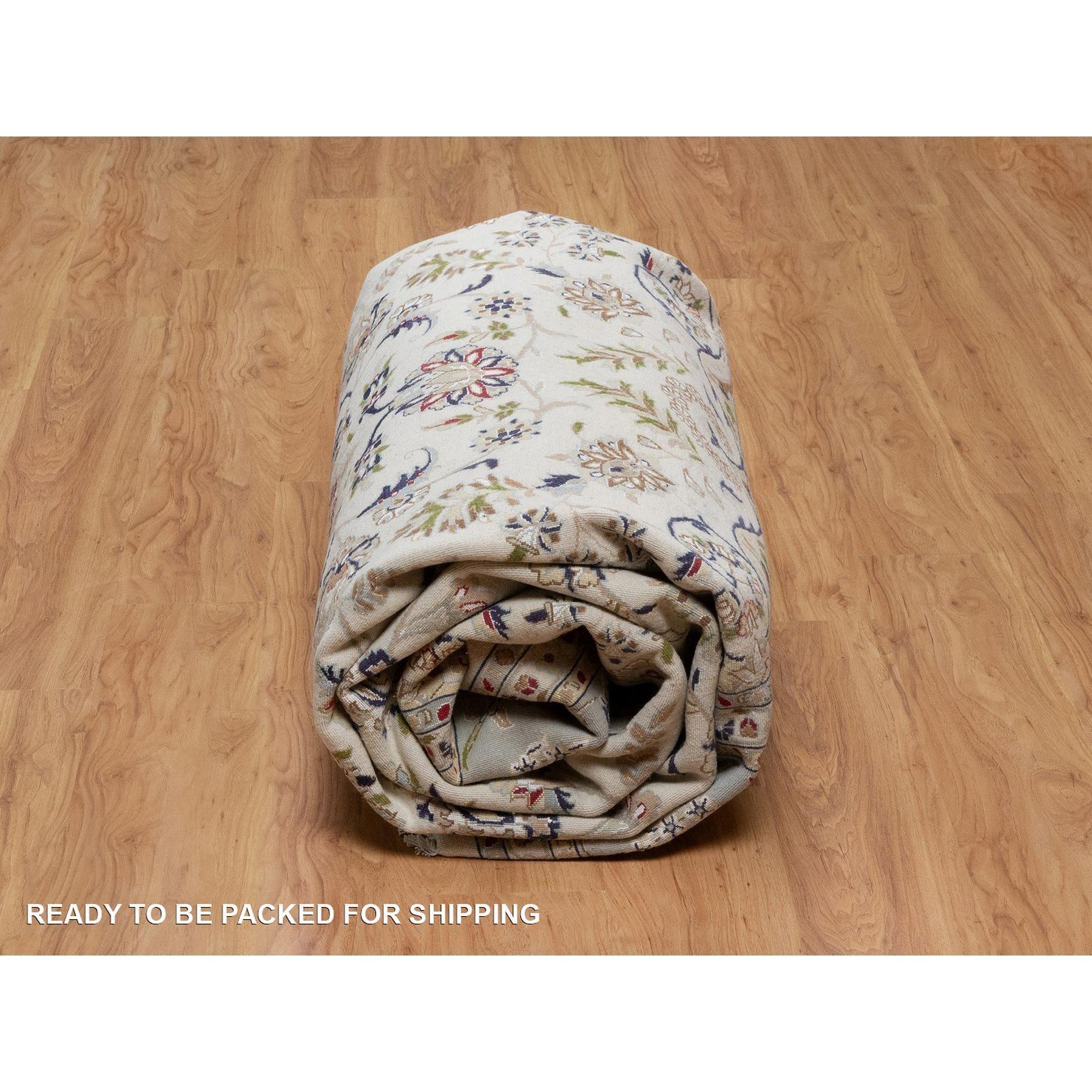 9'x12' Elfenbein 250 KPSI Wolle & Seide Nain Handgeknüpft Weicher Flor Orientteppich im Angebot 4