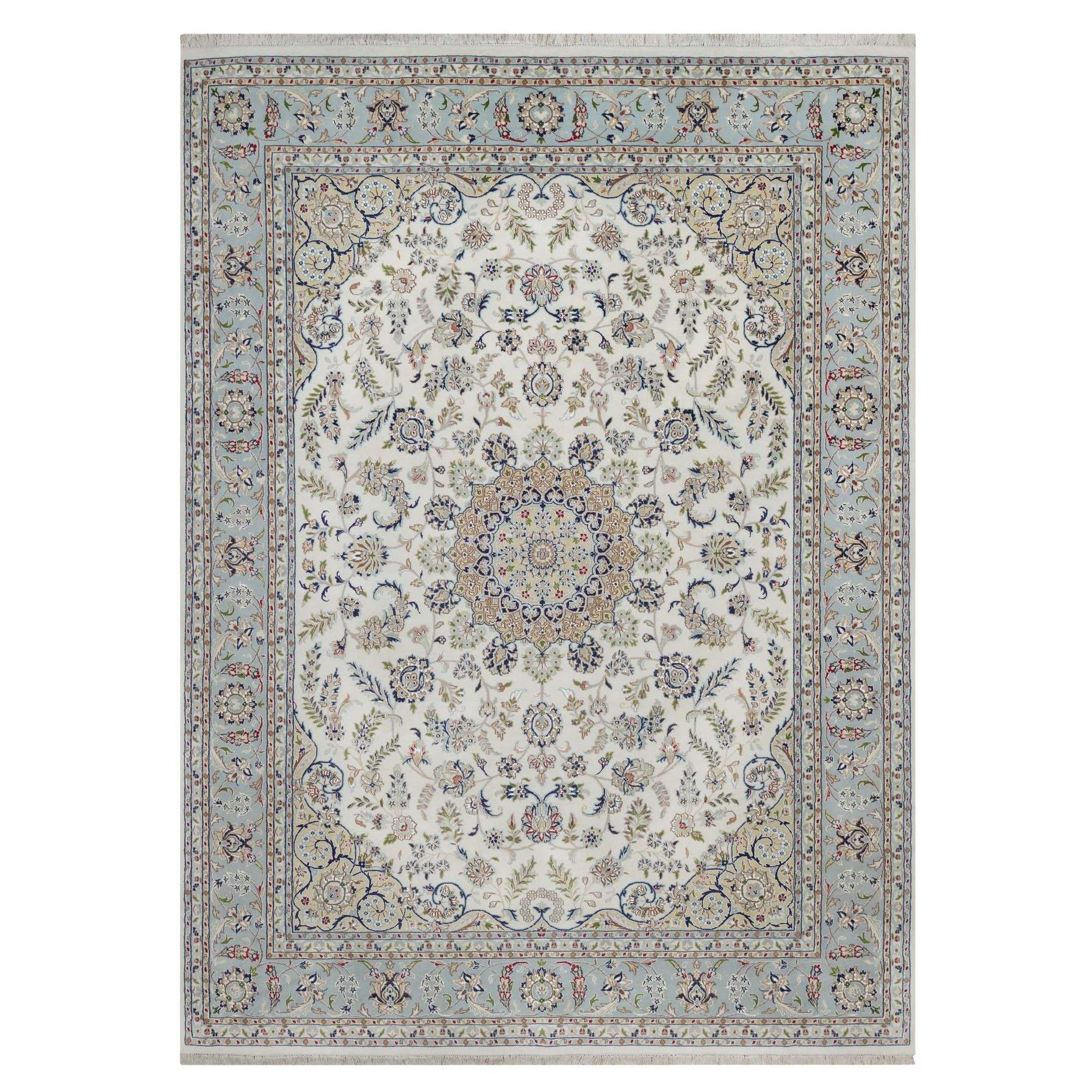 9
x12
 Ivory 250 KPSI Wool 
Silk Nain Hand Knotted Soft Pile Oriental Rug