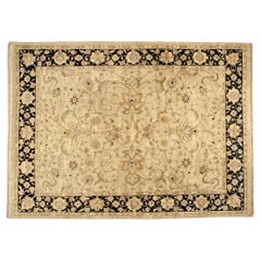 9'x12' Ivory and Black Floral Design Rug