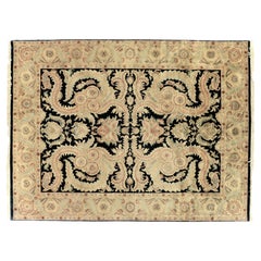 9'x12' Ivory and Black Floral Design Rug