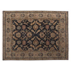 9'x12' Ivory and Black Floral Design Rug