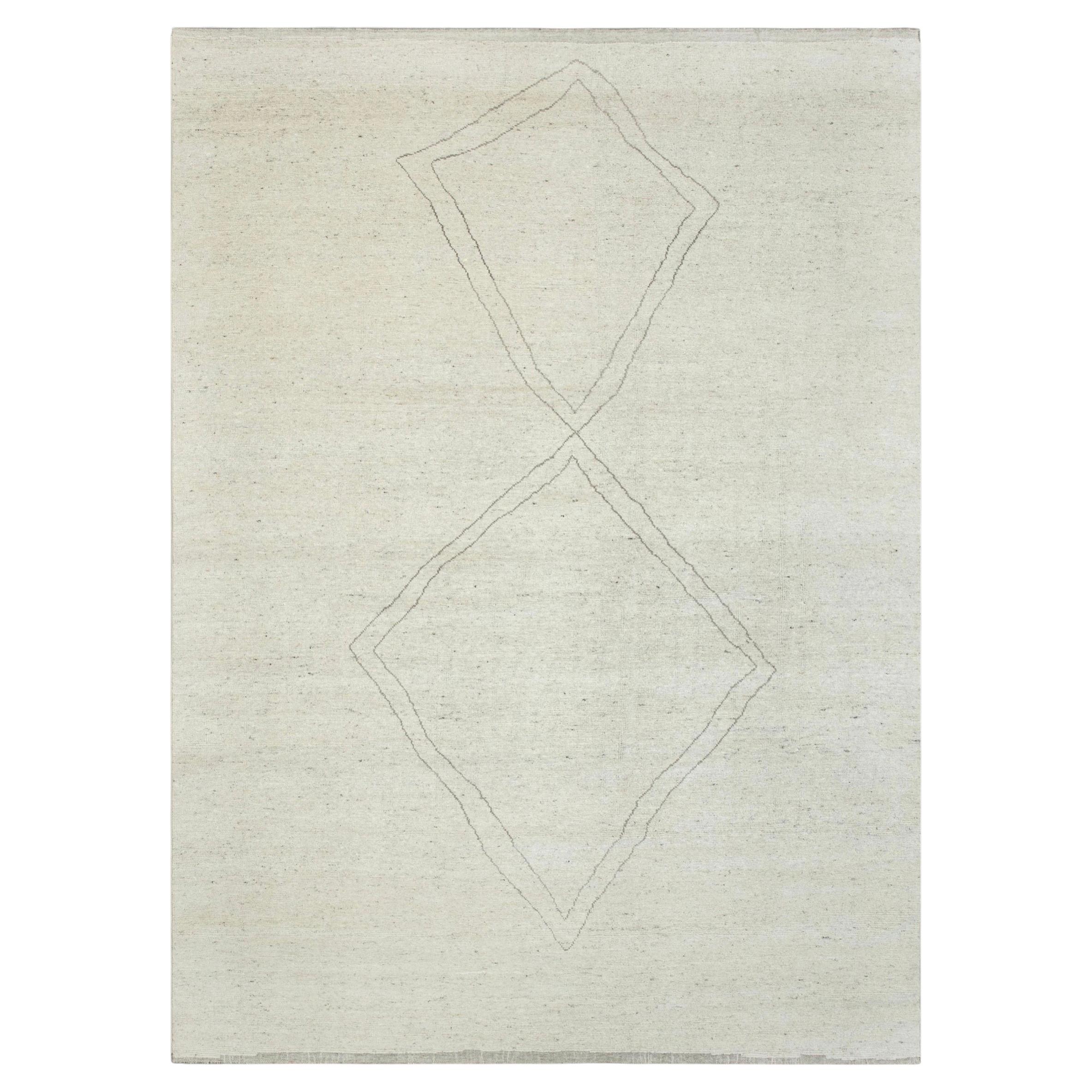 9x12 Ivory Bohemian Moroccan Hand Knotted Wool Rug ( JC - 14286 )