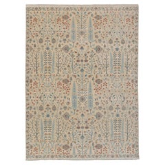 9x12 Ivory Cypress Tree Oushak Hand Knotted Wool Rug ( JC-4738)