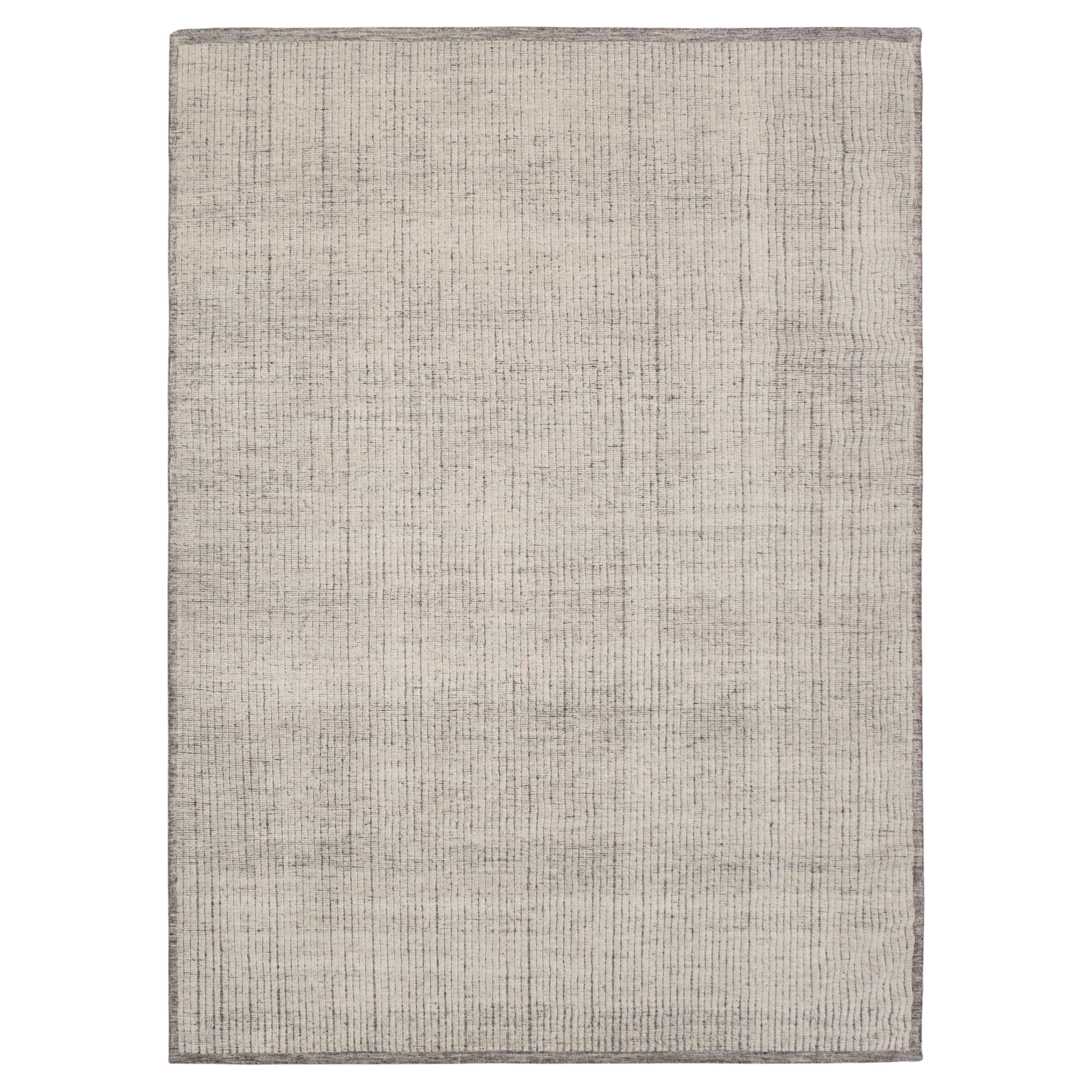 9x12 Ivory Gray Moroccan Berber Boho Hand Knotted Wool Rug ( JC - 7348 ) For Sale