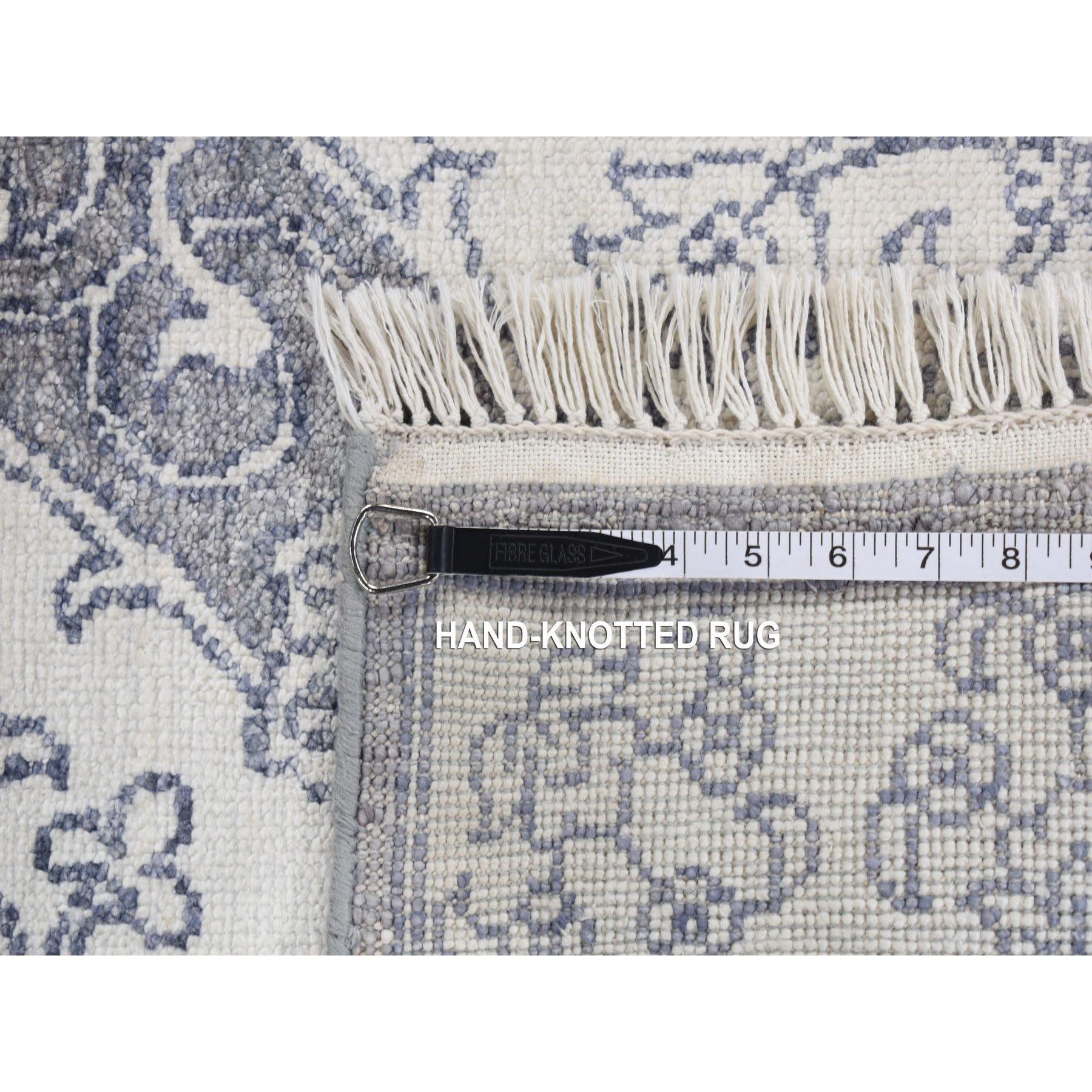 9'x12' Elfenbein handgeknüpft Baumwolle Mughal Reich Agra Blume Bouquet Design Teppich im Angebot 5