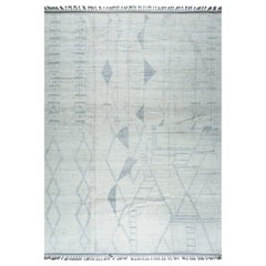 9x12 Ivory Hand-Knotted Wool Diamond Ladder Tribal Modern Carpet Rug