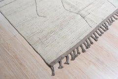 9x12 Ivory Hand-Knotted Wool Linear Diamond Grid Tribal Modern Carpet Rug