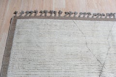 9x12 Ivory Hand-Knotted Wool Linear Geometry Tribal Modern Carpet Rug