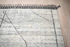 9x12 Ivory Hand-Knotted Wool Striated Linear Design Tribal Modern Carpet Rug (tapis noué à la main en laine striée à motifs linéaires)