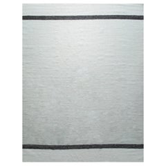 9x12 Ivory Handwoven Wool Understated Bands Geometric Modern Carpet Rug