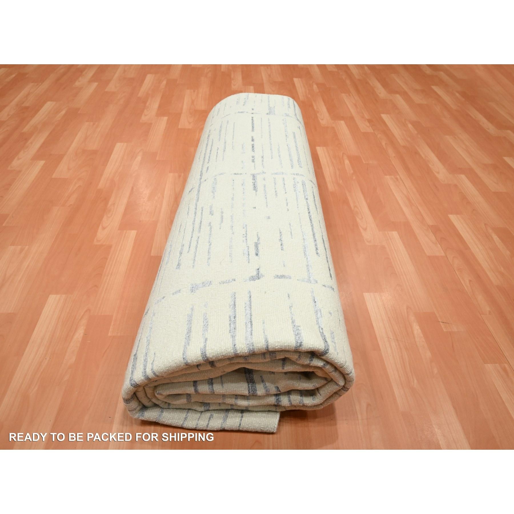 9'x12' Avorio Design Moderno con Trama Tracciata in Lana e Seta Annodato a mano in vendita 3