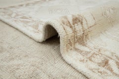 9x12 Ivory Oushak Rug with Soft Beige Motifs Hand Knotted Wool Rug ( G-13701 )