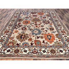 9'x12' Ivory Sultanabad All Over Design High Mountain Wool Hand Knotted Rug