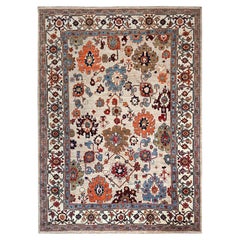 9'x12' Ivory Sultanabad All Over Design High Mountain Wool Hand Knotted Rug