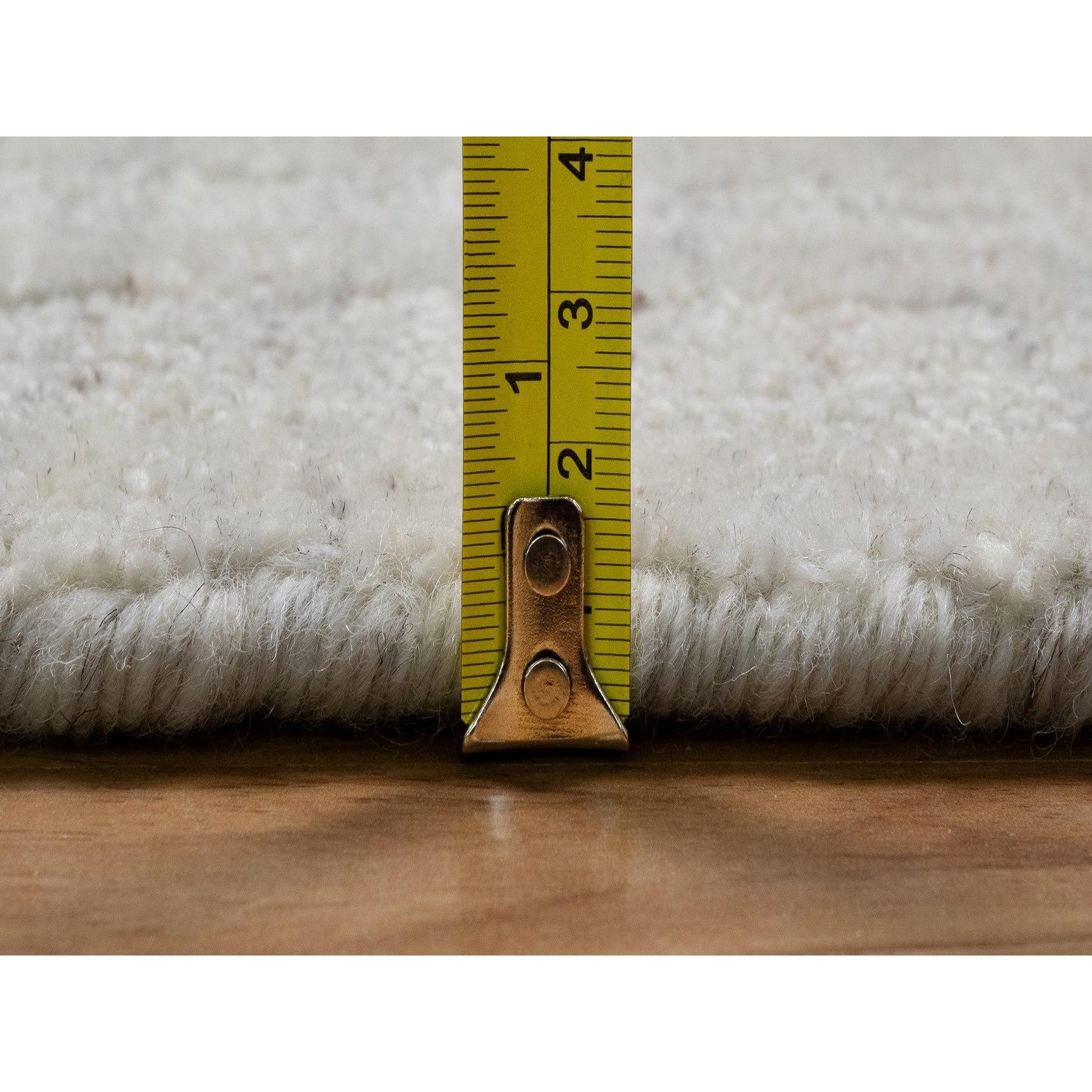 9'x12' Ivory Undyed Natural Wool Vertical Stripes Design Hand Loomed Rug im Angebot 2