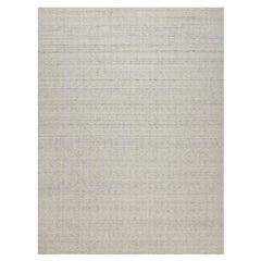 9'x12' Ivory Undyed Natural Wool Vertical Stripes Design Hand Loomed Rug