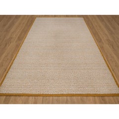 9'x12' Ivory with Gold Hand Knotted Modern Variegated Design Pure Wool Rug