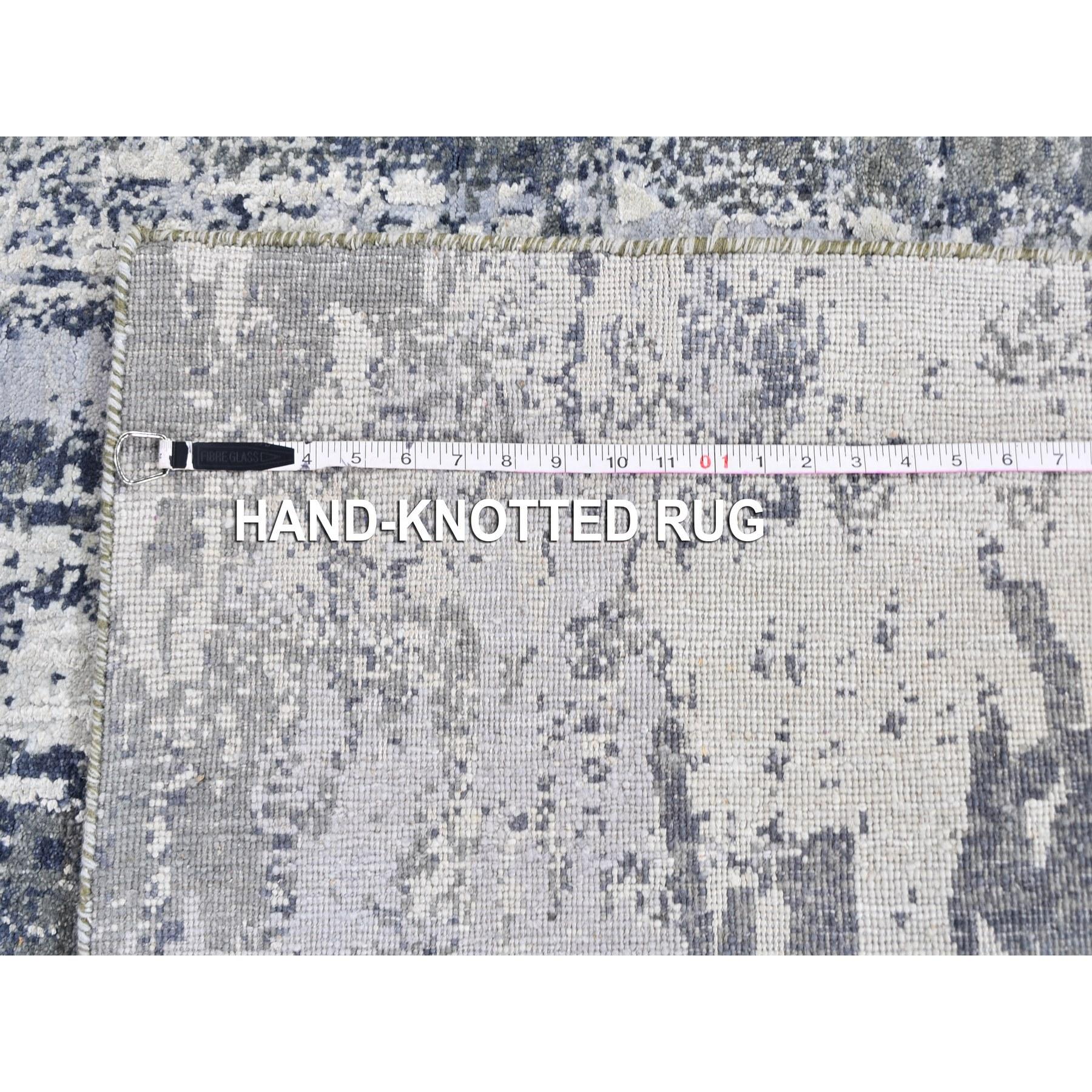9'x12' Elfenbeinfarbener Wollteppich mit echter Seide Abstraktes Design Dichter gewebt Hi-Low Pile Teppich im Angebot 4