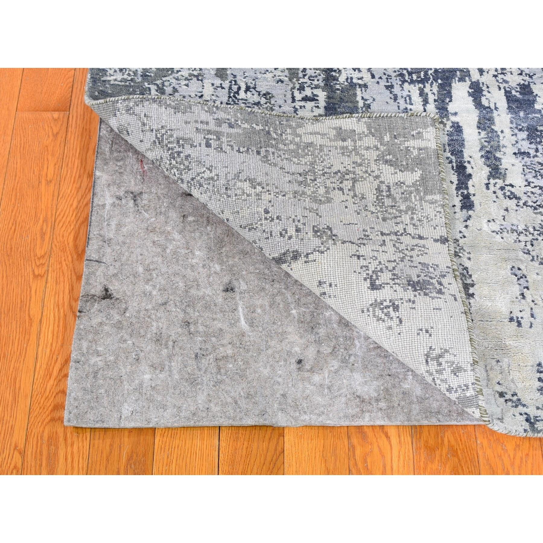 9'x12' Elfenbeinfarbener Wollteppich mit echter Seide Abstraktes Design Dichter gewebt Hi-Low Pile Teppich im Angebot 1