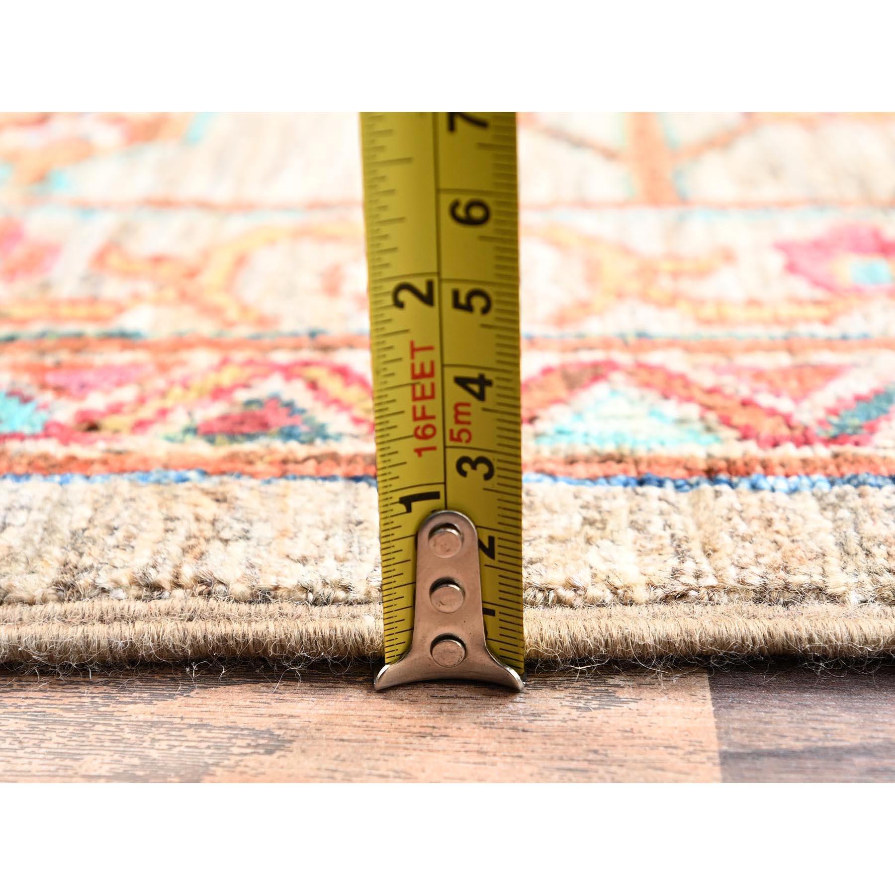 9'x12' Khaki Brown Afghan Sultani con Design/One annodato a mano Rugs di lana in vendita 4