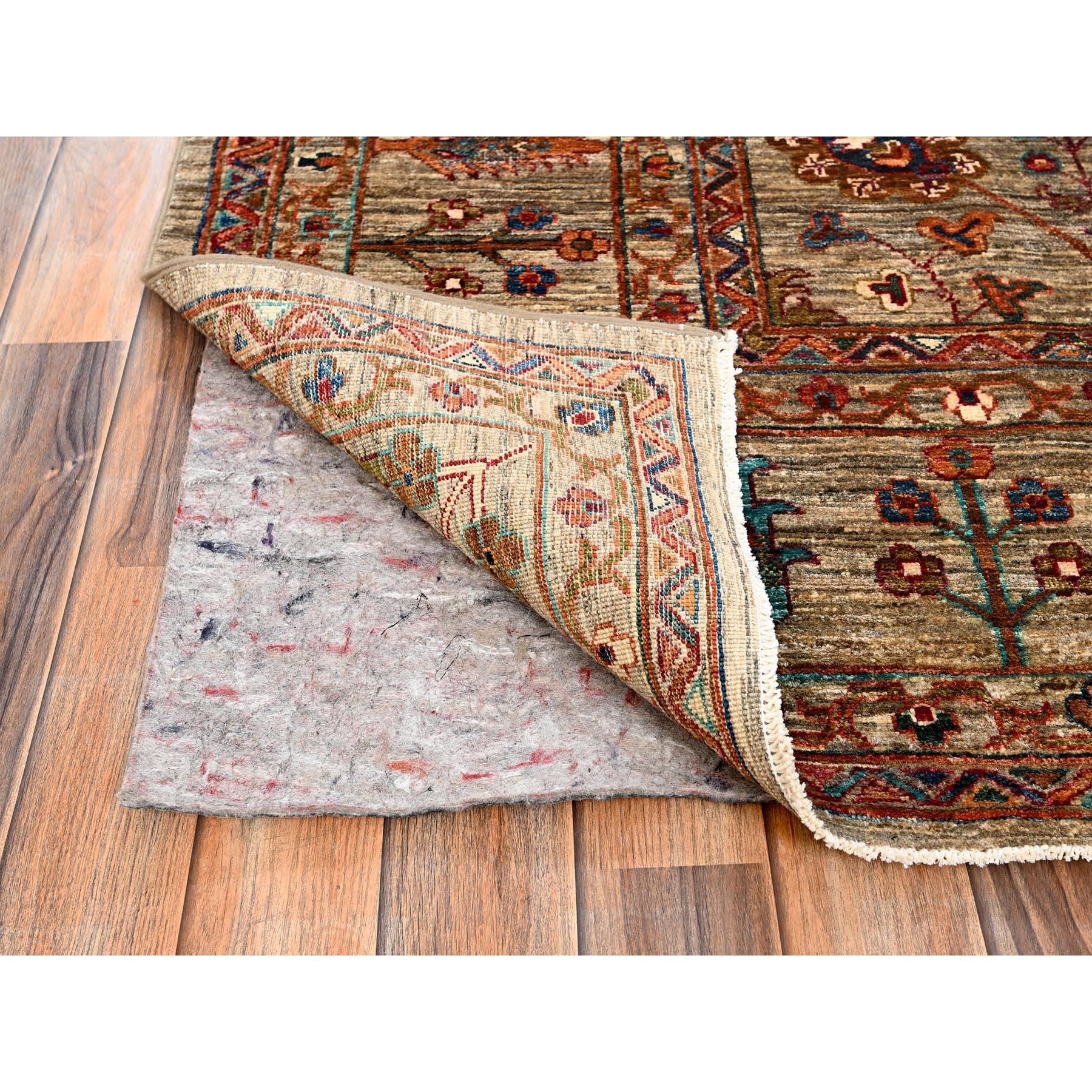 9'x12' Khaki Brown Afghan Sultani con Design/One annodato a mano Rugs di lana In condizioni Nuovo in vendita a Carlstadt, NJ