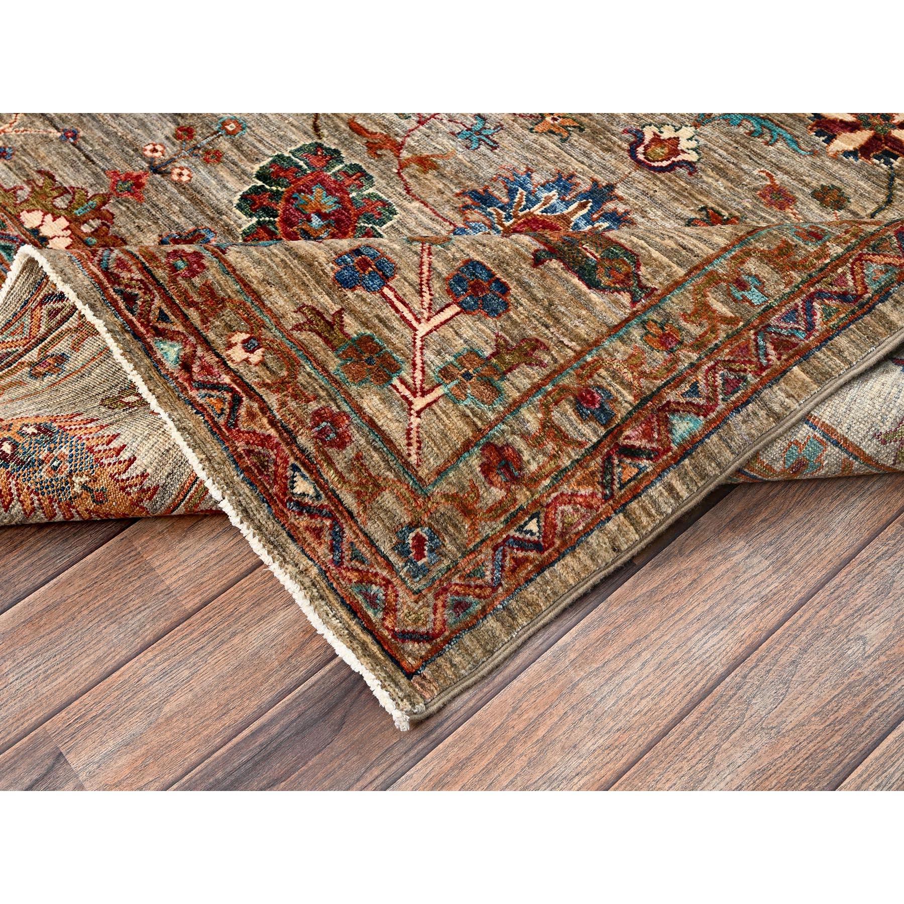 Lana 9'x12' Khaki Brown Afghan Sultani con Design/One annodato a mano Rugs di lana in vendita