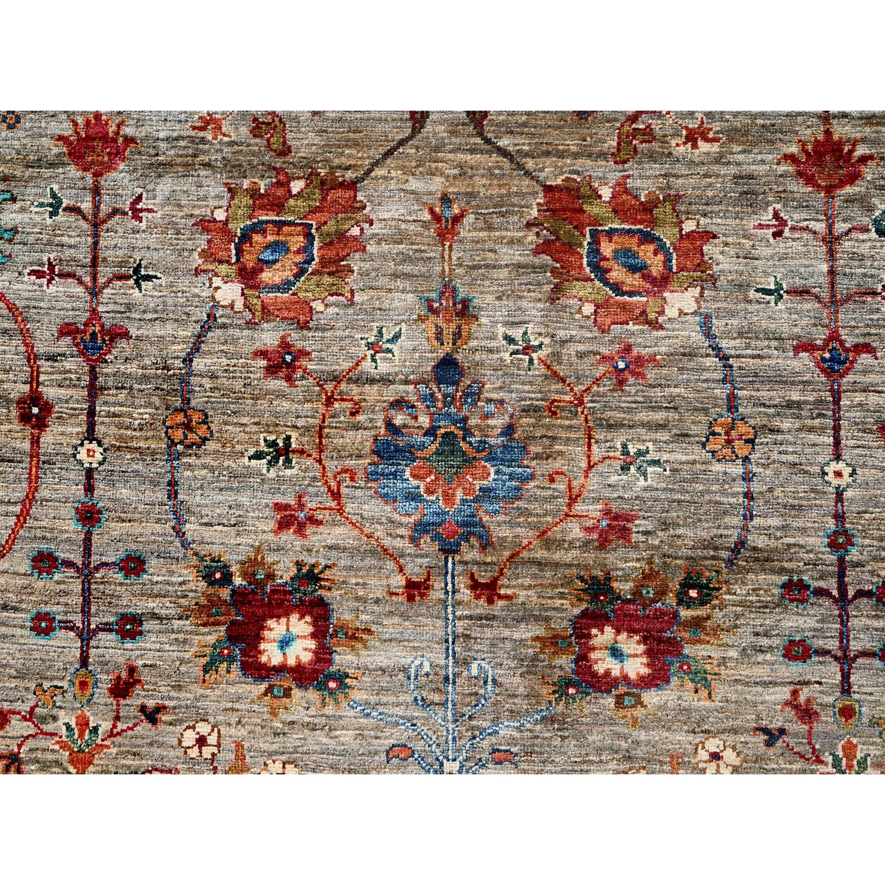 9'x12' Khaki Brown Afghan Sultani con Design/One annodato a mano Rugs di lana in vendita 2