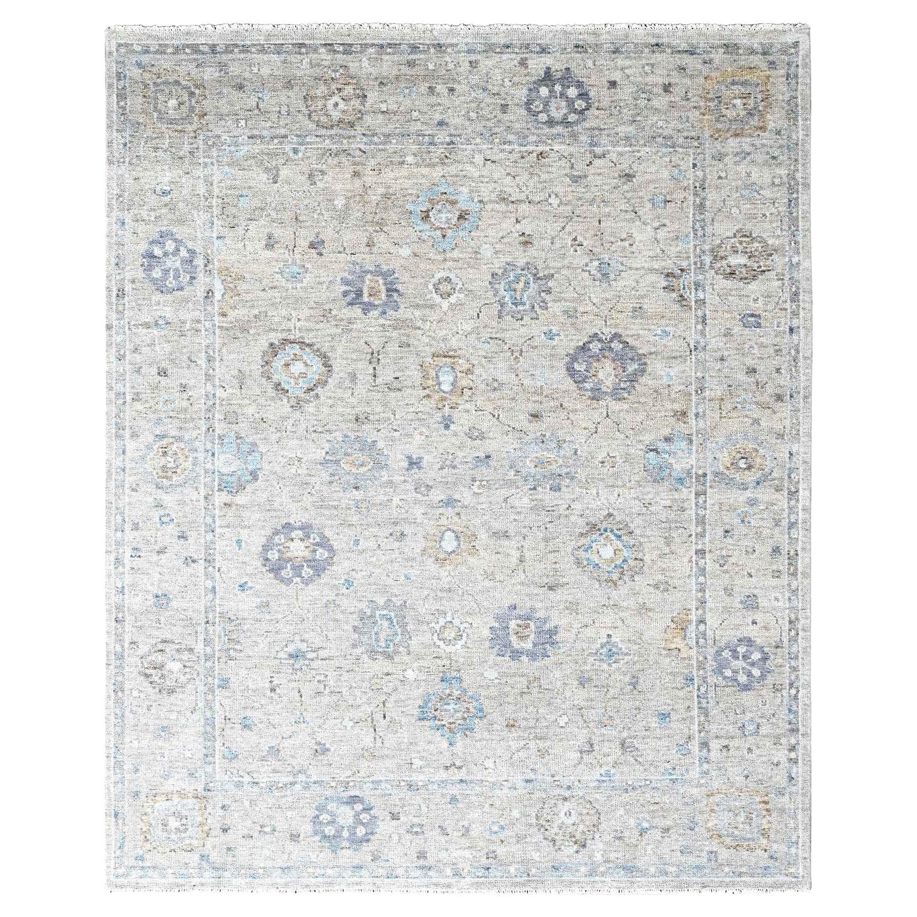 9'x12' Khaki Brown Supple Collection Oushak Design/One Tapis en pure laine noué à la main