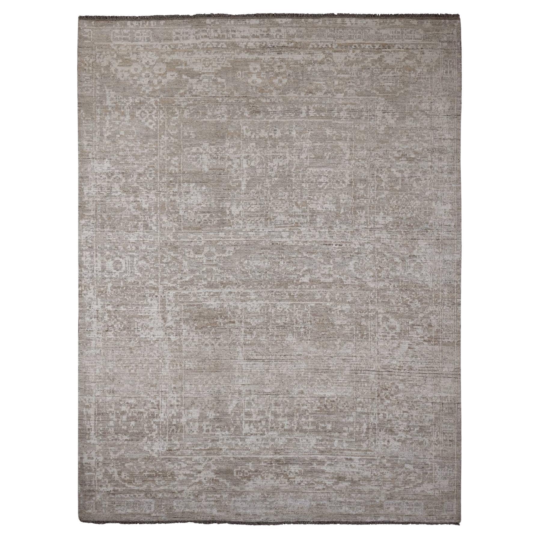 9'x12' Tappeto marocchino marrone chiaro a trama spezzata annodato a mano in pura lana