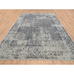9'x12' Light Gray Fine Jacquard Wool and Plant Based Silk Hand Loomed Rug