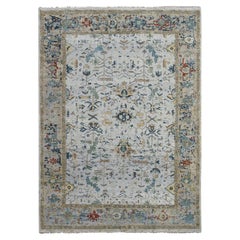 Tapis oriental Heriz Design gris clair noué à la main et effacé Broken Erased 9'x12'