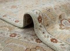 9x12 Light Green Oushak Wool Hand knotted Teal Floral Design Rug ( G-14014)