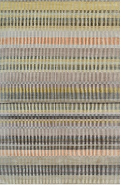 9x12 Louie Ophelia Beige Stripe Geometric Modern Handmade Wool Carpet Rug