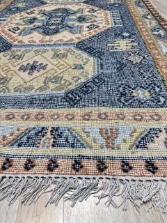 9x12 Luna Kilim Blue Traditional Tribal Medallion Hand Knotted Wool Carpet Rug