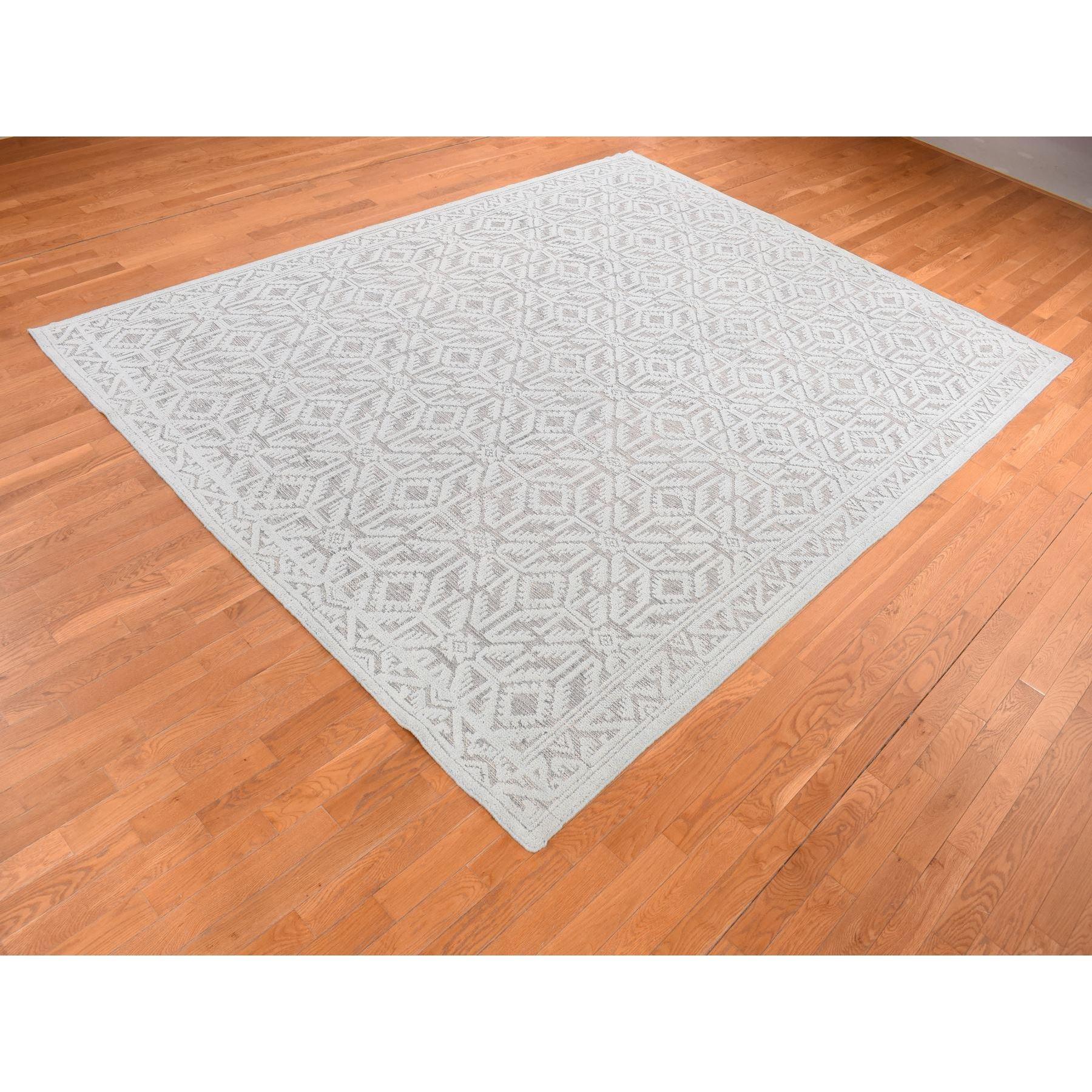 9'x12' Azul Marian, Diseño Oushak, Lana Texturizada, Anudada a Mano, Alfombra Oriental Anudado a mano en venta