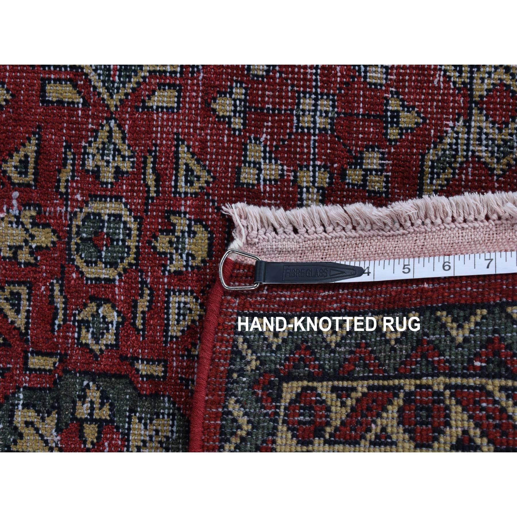 9'x12' Maroonrot, Vintage Look Mamluk, handgeknüpfter orientalischer Teppich aus getragener Wolle, Vintage-Look im Angebot 3