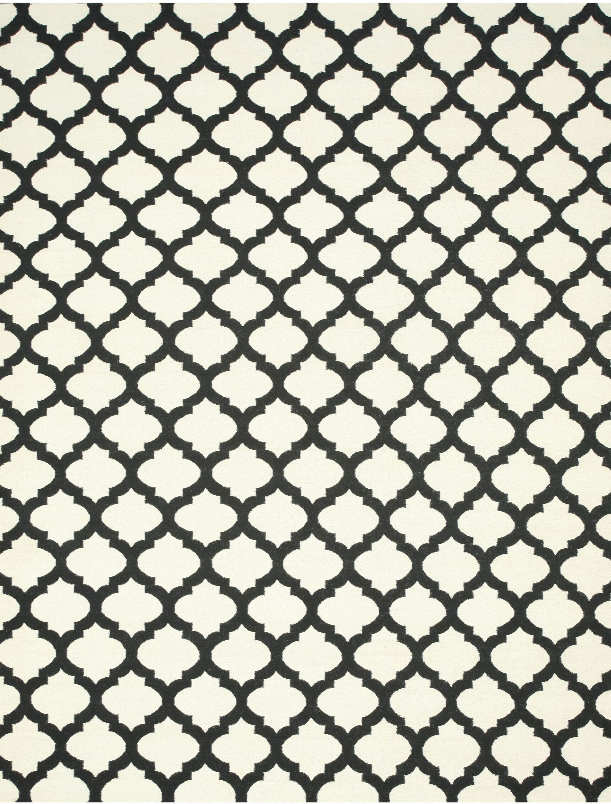9x12 Maya Moroccan Kilim Black-White Geometric Modern Flatweave Wool Carpet Rug
